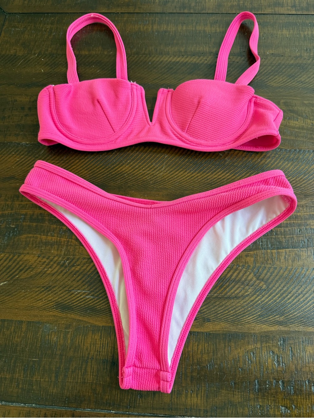 Hot Pink Textured Bikini Set